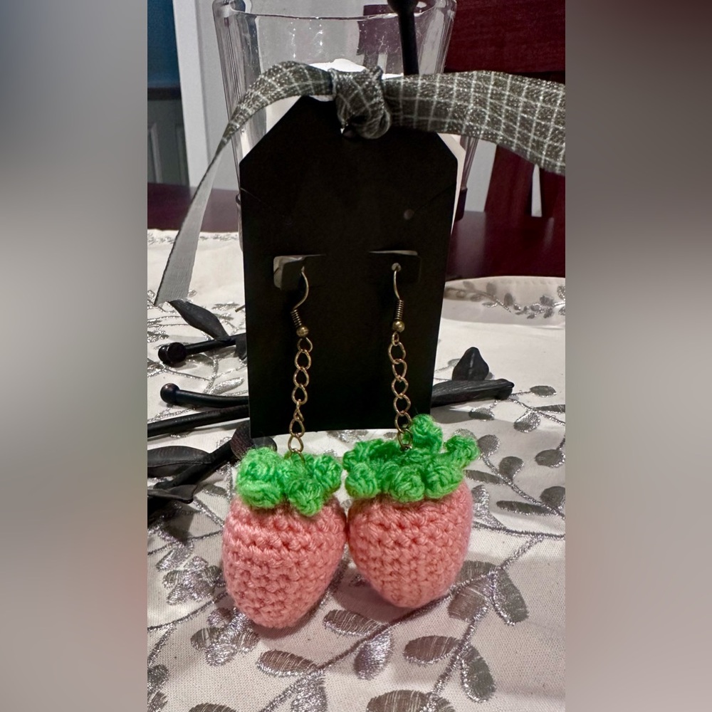 Crochet Strawberry Earrings
